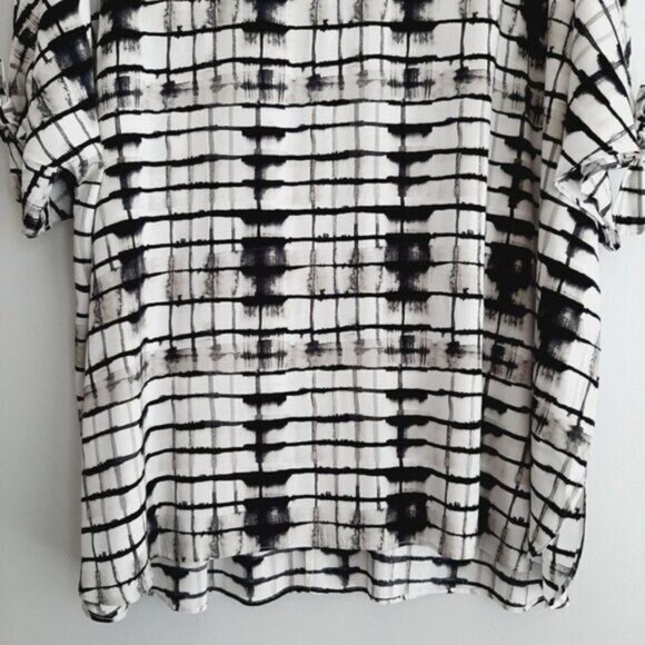 PENNINGTONS | Cold Shoulder Light Checkered Top B&W Sz 3X - Picture 4 of 9